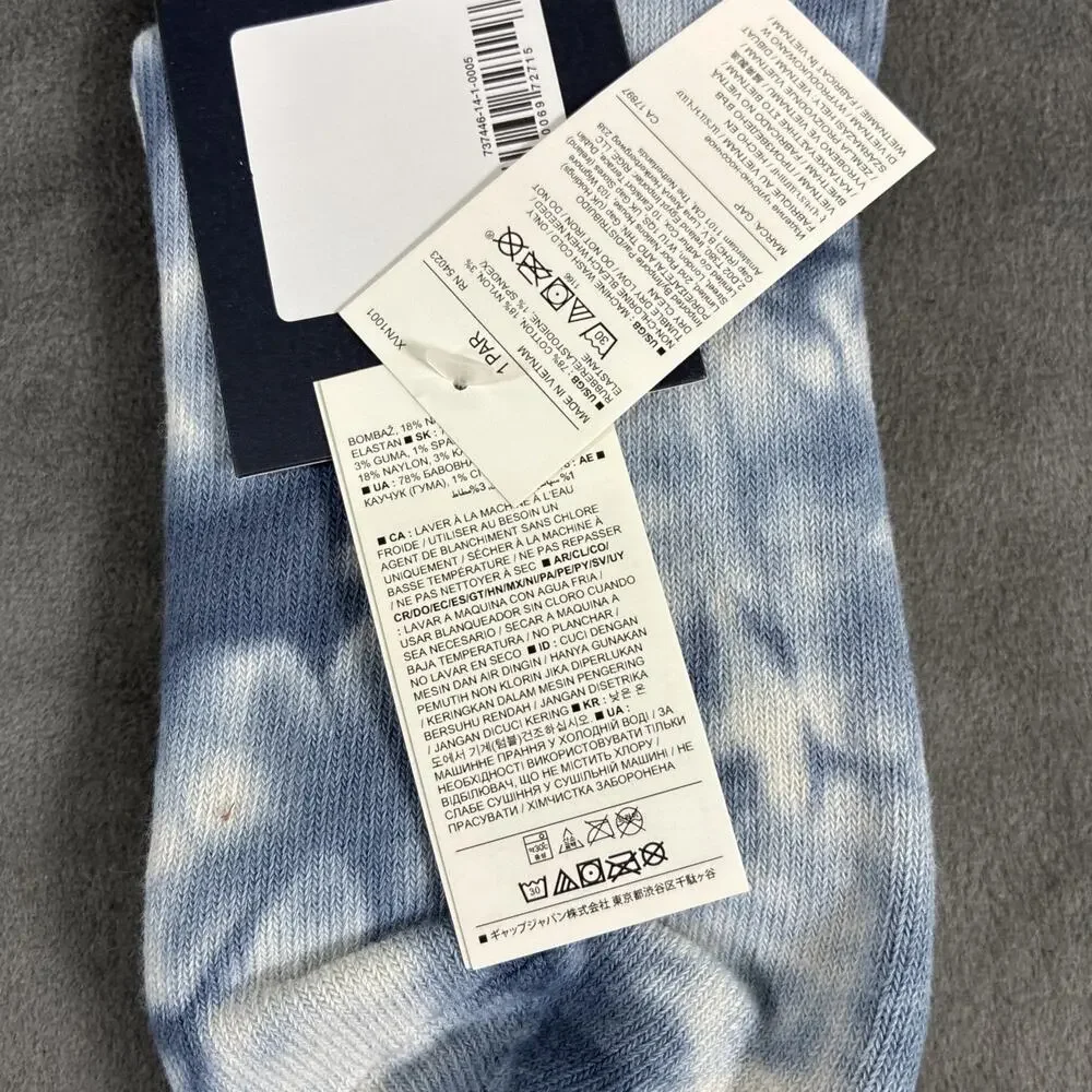 3pr NWT GAP Men's M/L 75% organic Cotton Crew Socks US size 9-13 Tye Dyed Chrty
